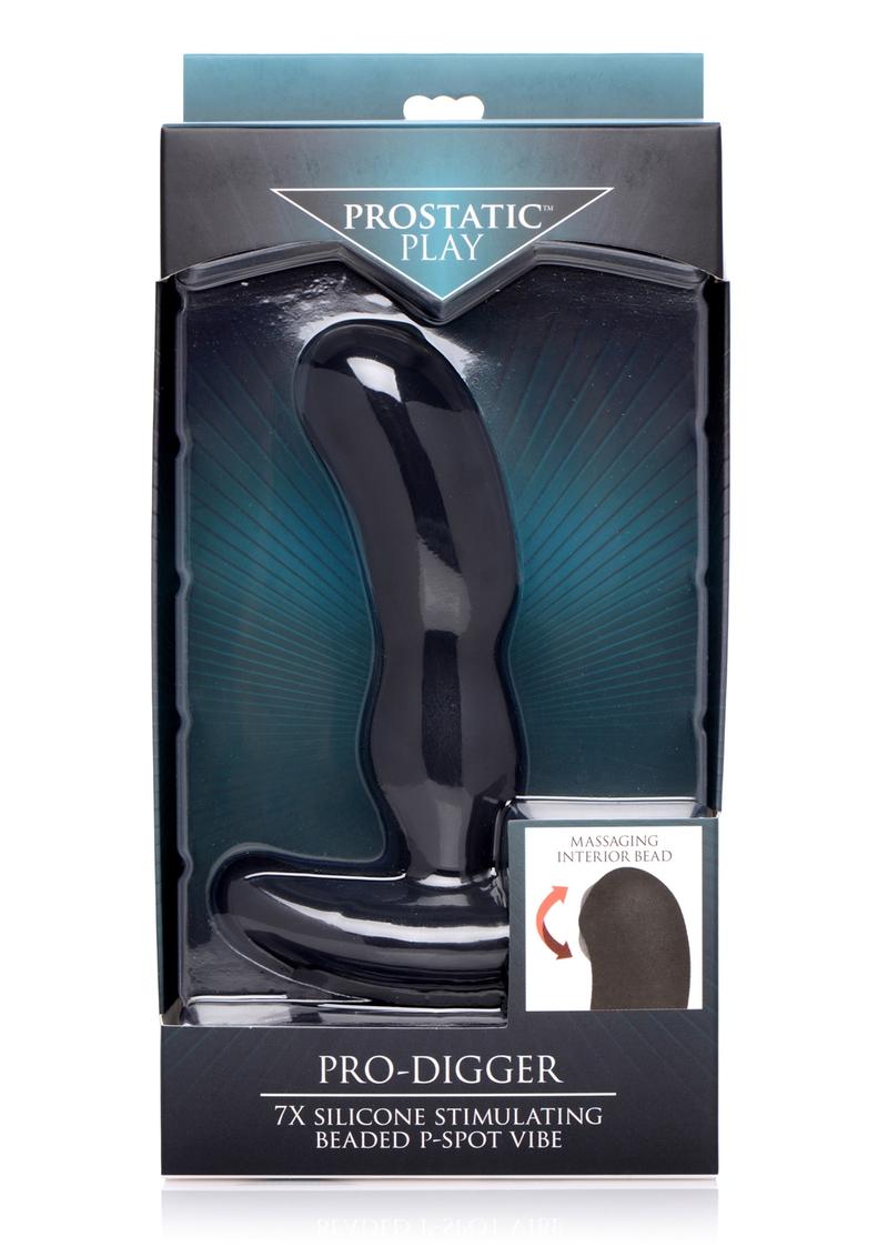 Prostatic Play Pro-Digger 7X Silicone Stiumlating Beaded P-Spot Vibe Black 5.75 Inches