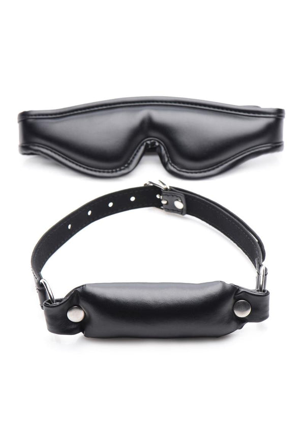 Strict Padded Blindfold & Gag Set Bondage Adjustable Black