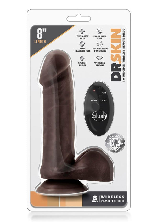Dr. Skin Vibrating Dildo With Remote Control 8in - Chocolate