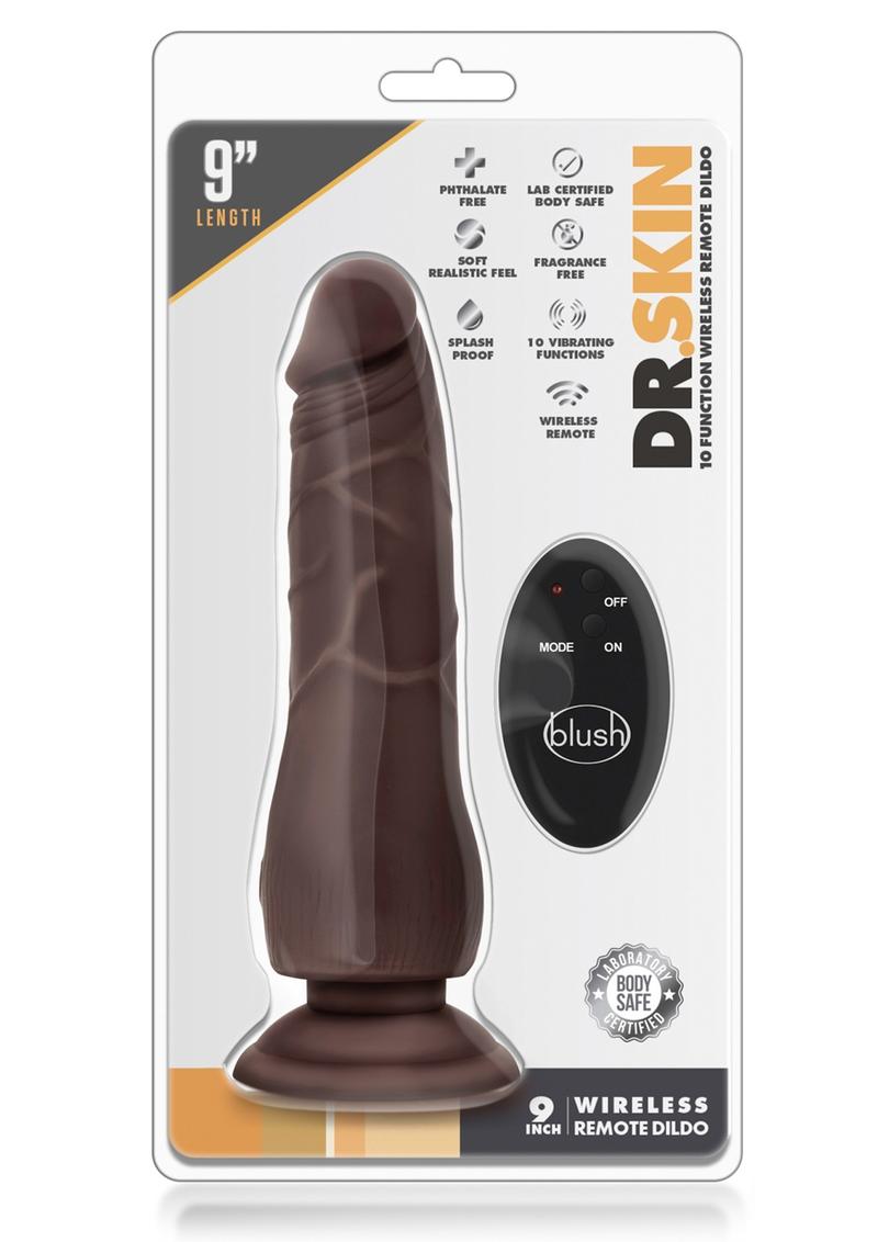 Dr. Skin Vibrating Dildo With Remote Control 9In - Chocolate