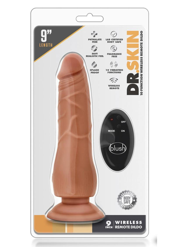 Dr. Skin Vibrating Dildo With Remote Control 9In - Caramel