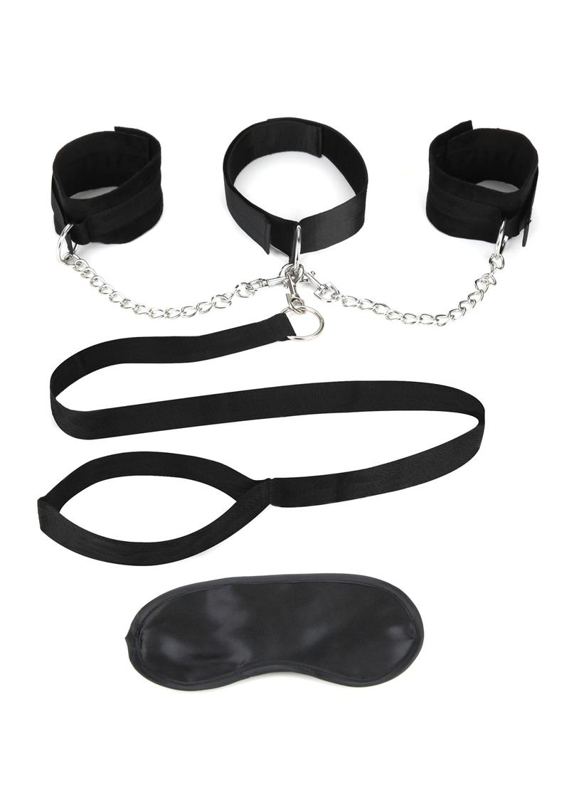 Lux Fetish Collar And Cuff and Leash Set With Removable Cuffs & Leash