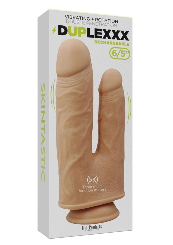 Skintastic Vibrating & Rotation Double Penetration Duplexxx Dildo Silicone Waterproof 6.5 Inches