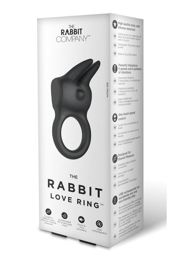 The Rabbit Love Ring Silicone Couples Ring Usb Rechargeable Waterproof Black