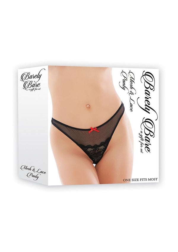 Barely Bare Mesh & Lace Panty Black One Size