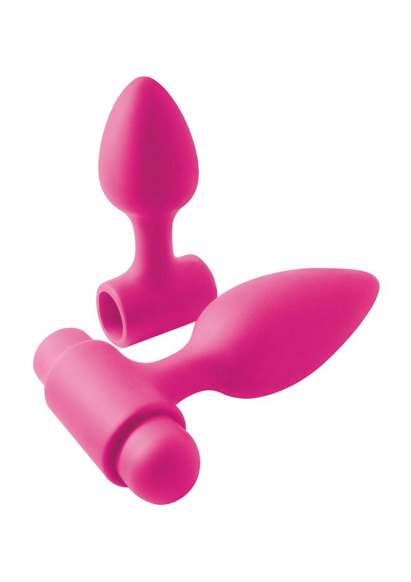 Inya Vibes-O-Spades Rechargeable Vibrating Silicone Anal Plug Set - Pink