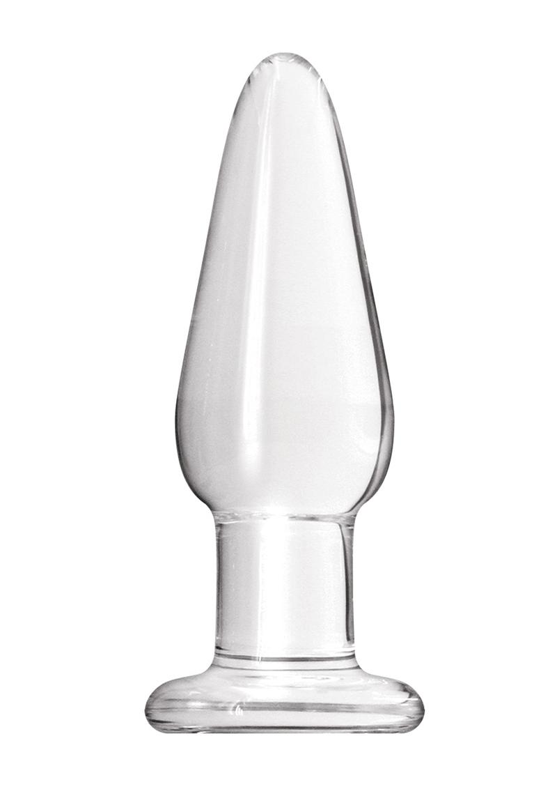 Crystal Premium Glass Tapered Anal Plug Medium 4.17in- Clear