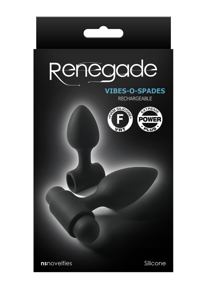 Renegade Vibes-O-Spades Rechargeable Vibrating Silicone Anal Plug Set - Black