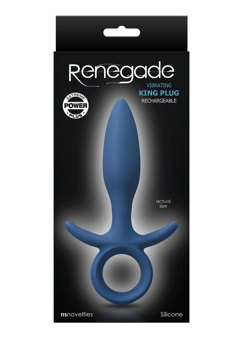 Renegade Vibrating King Plug Small Rechargeable Silicone Anal Plug - Blue