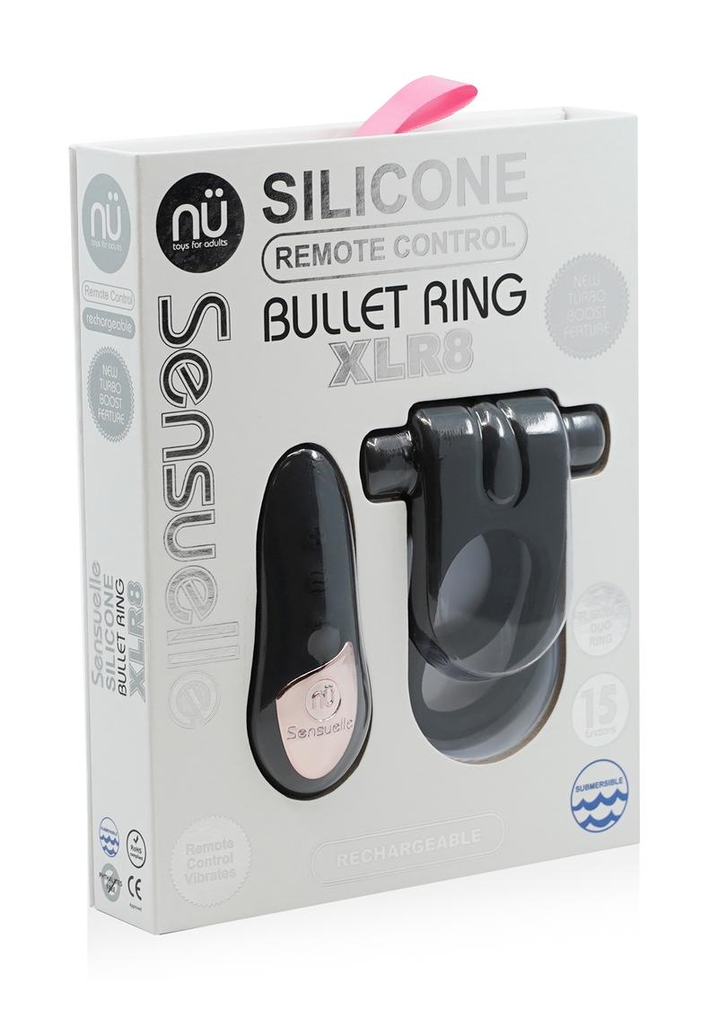 Silicone Bullet Ring Xlr8 Remote Control Rechargeable Cock Ring Black