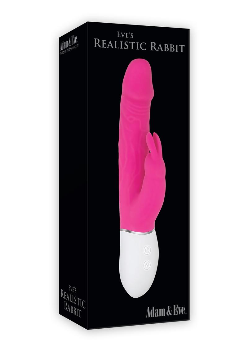 Adam & Eve Eve'S Realistic Rabbit Silicone Usb Rechargeable Waterproof Pink 8.5 Inches
