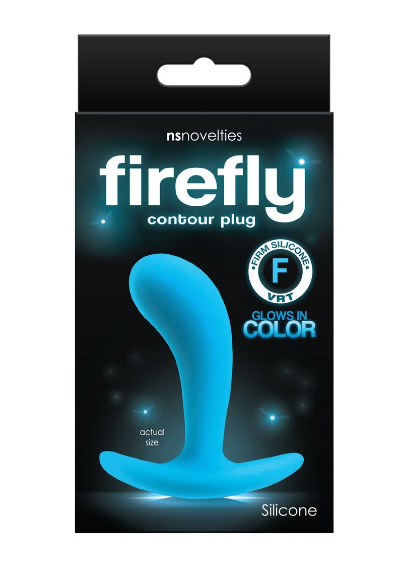 Firefly Contour Plug Small Silicone Anal Plug Glow In The Dark- Blue