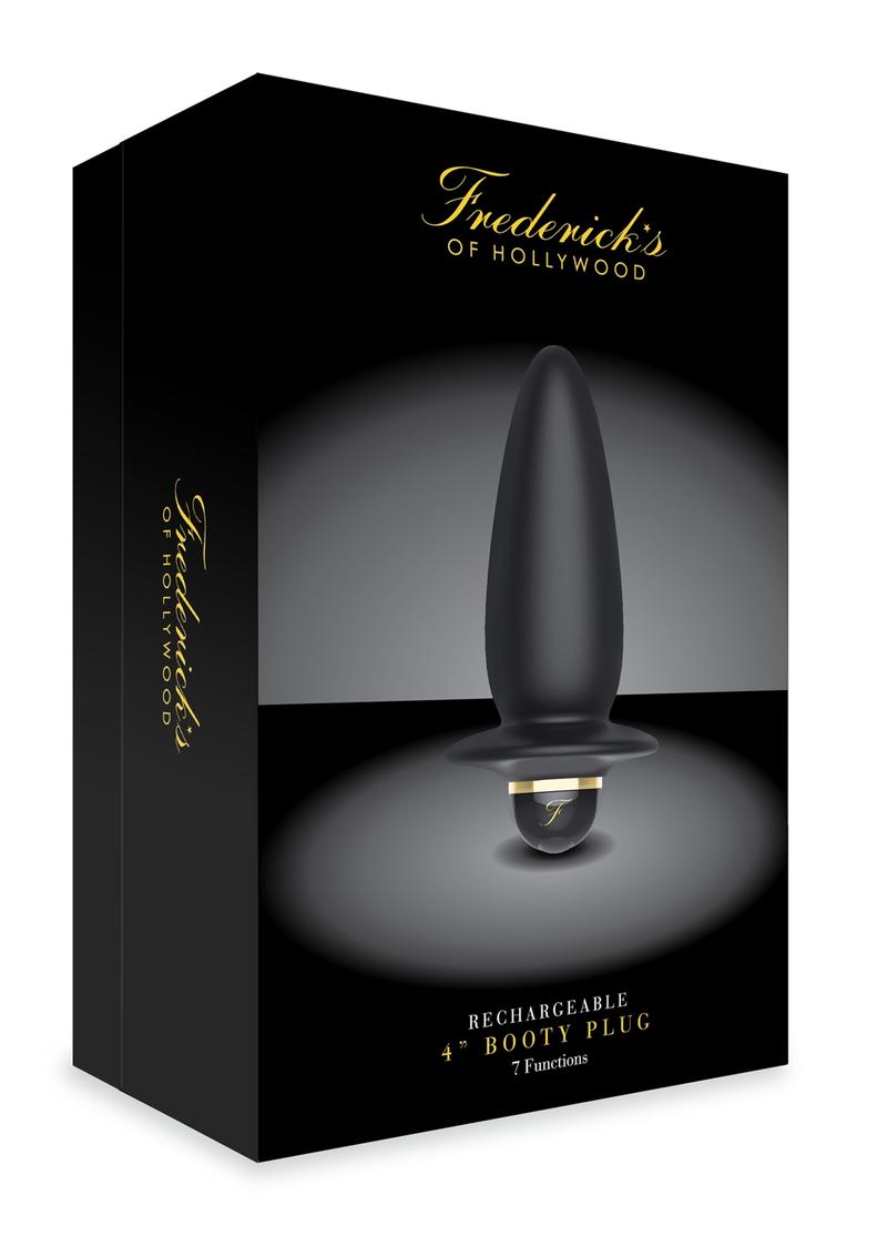 Frederick'S Of Hollywood Rechargeable 4 Inch Booty Plug  Multi Function  Vibration Silicone Black