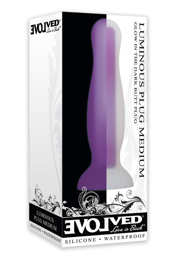Luminous Silicone Glow In The Dark Buttplug Medium Waterproof Purple 5.05 Inches