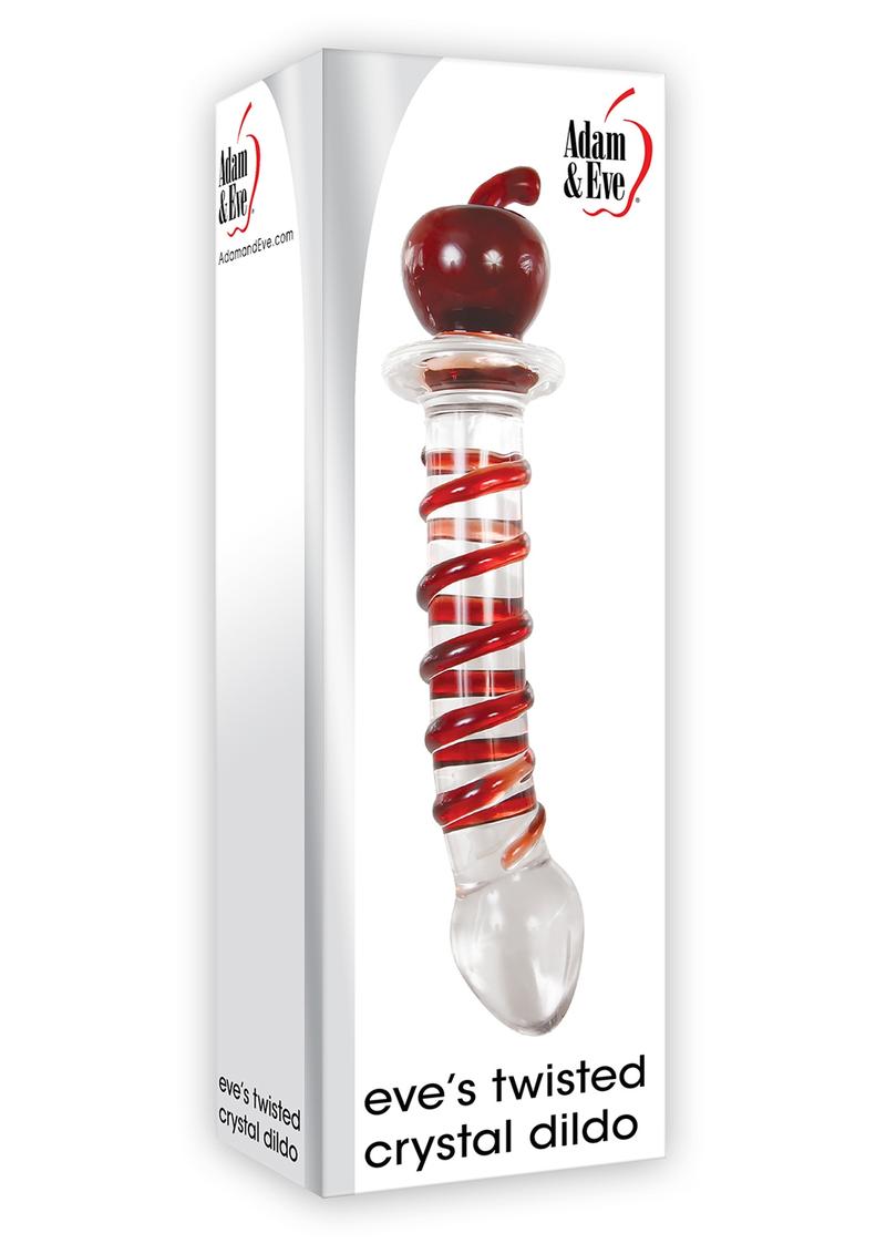 Adam & Eve Eve'S Twisted Crystal Dildo Textured Glass Red 8 Inches