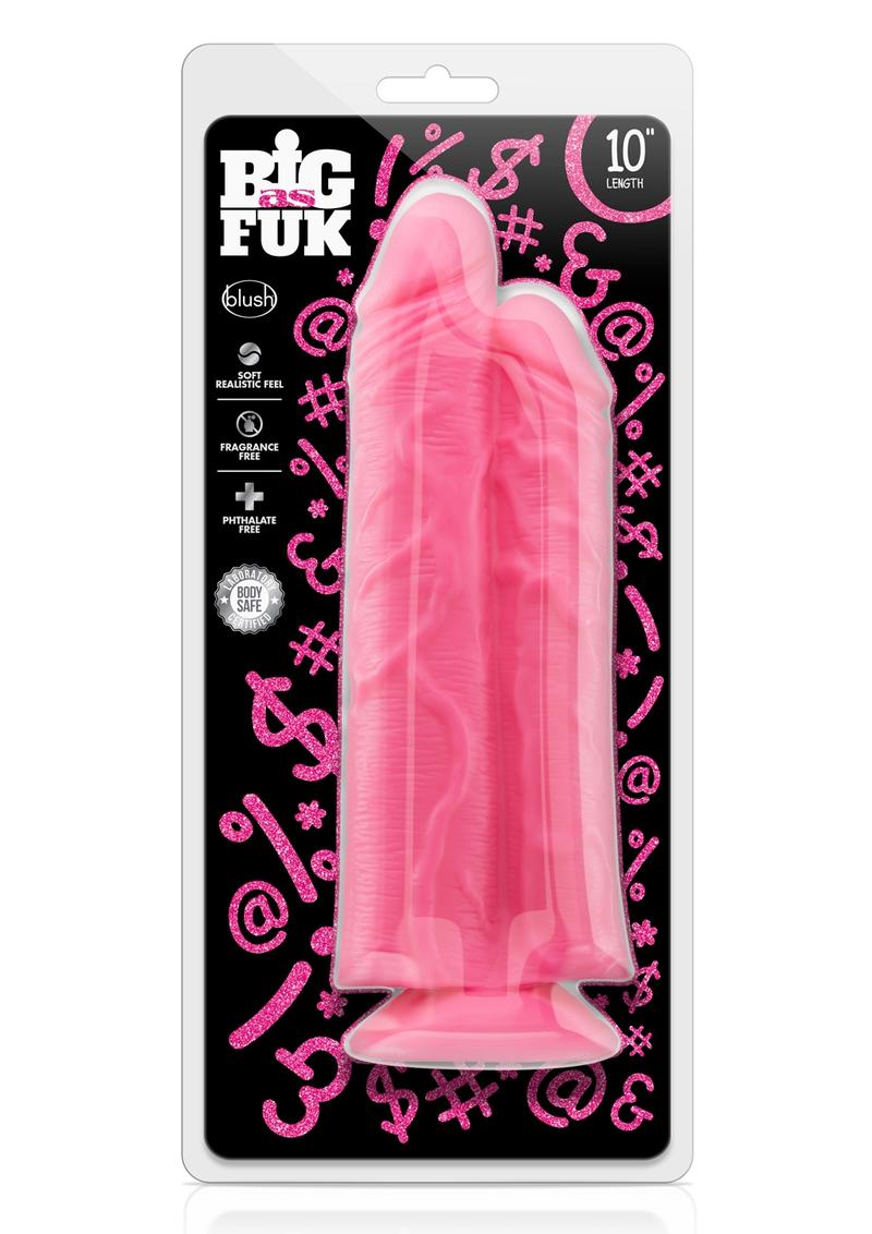Big As Fuk Double Dildo With Suction Cup 10in - Pink
