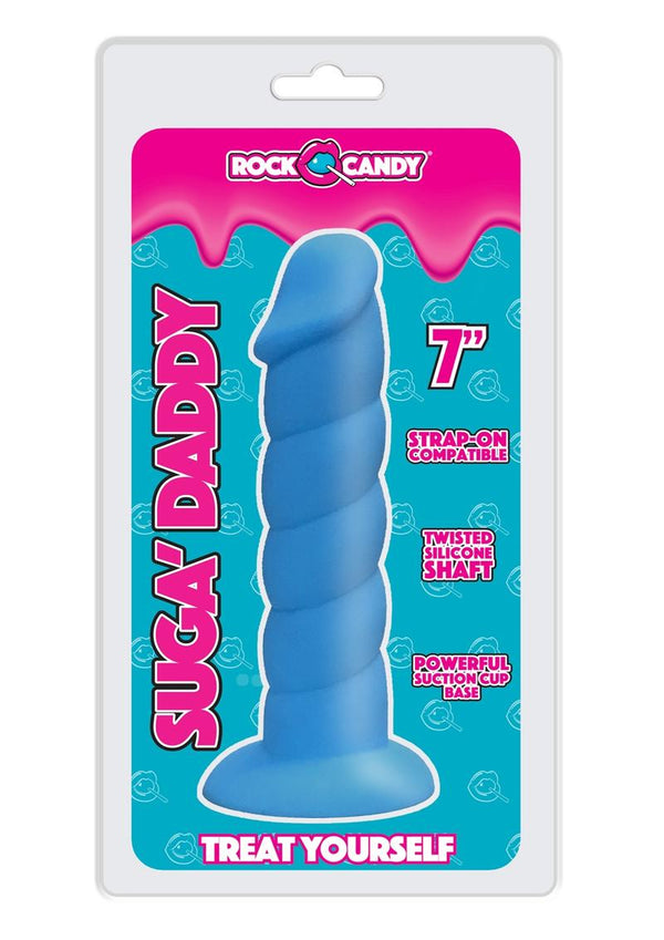 Rock Candy Suga Daddy 7" Dildo Non Vibrating Suction Cup Base Blue