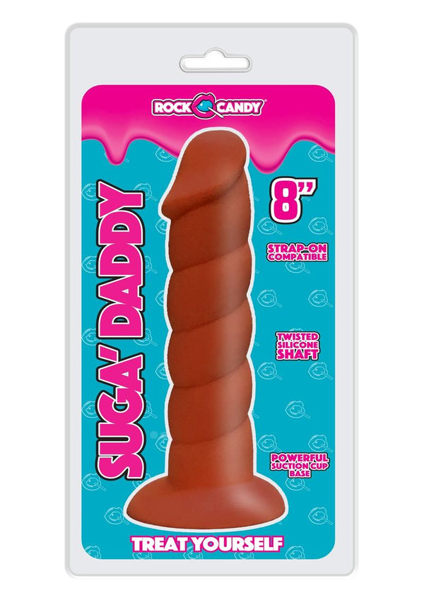 Rock Candy Suga Daddy 8" Dildo Non Vibrating Suction Cup Base Brown