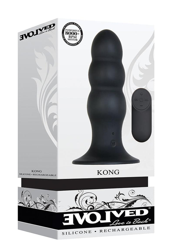 Kong Silicone Usb Rechargeable Wireless Remote Control Anal Plug Black 5.42 Inches