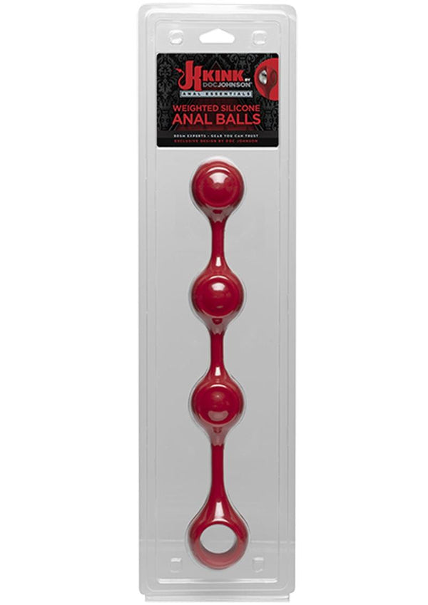 Kink Anal Essentials Weighted Silicone Beaded Anal Balls 13.5In - Red