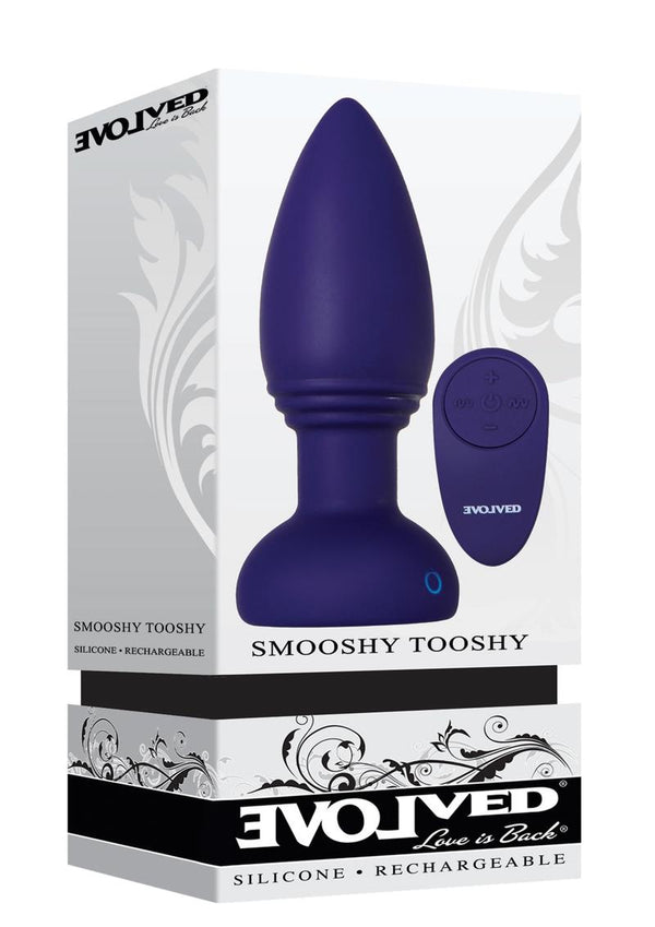 Smooshy Tooshy Silicone Usb Rechargeable Wireless Remote Control Anal Plug Waterproof Navy Blue 5.24 Inches