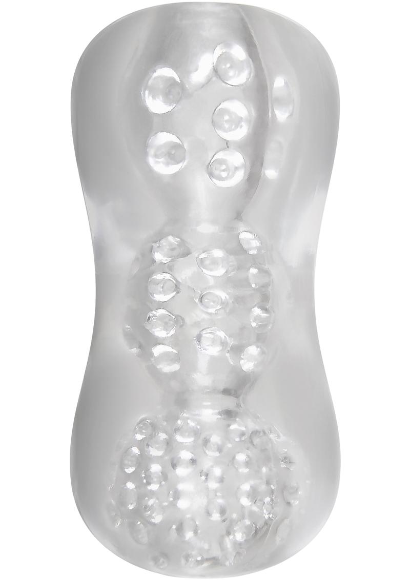 Adam & Eve Triple Chamber Ball Drainer Textured Stroker Masturbator Waterproof Clear 5.9 Inches