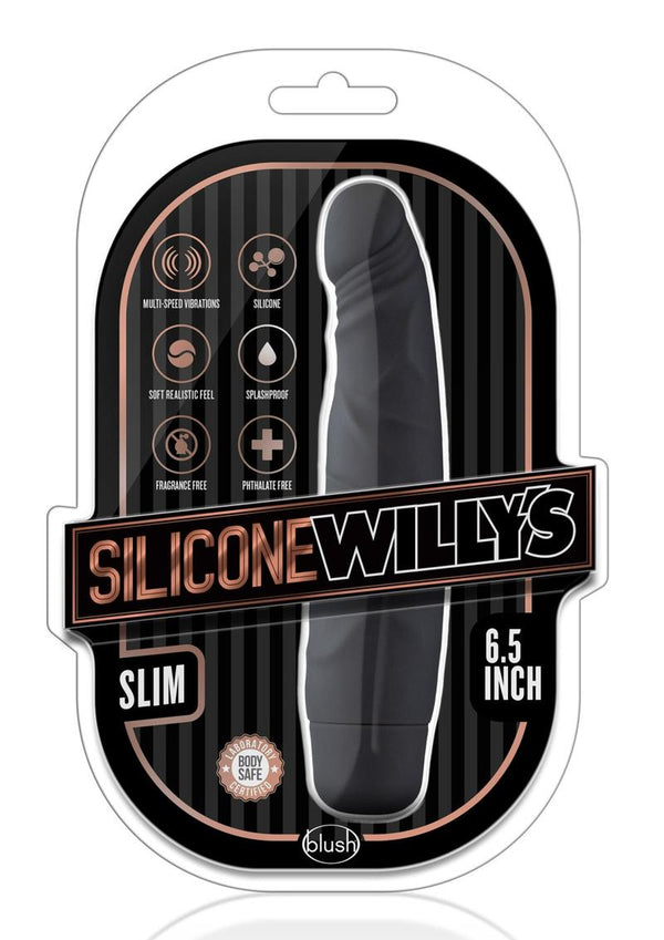 Silicone Willy'S Slim Vibrating Dildo 6.5In - Black