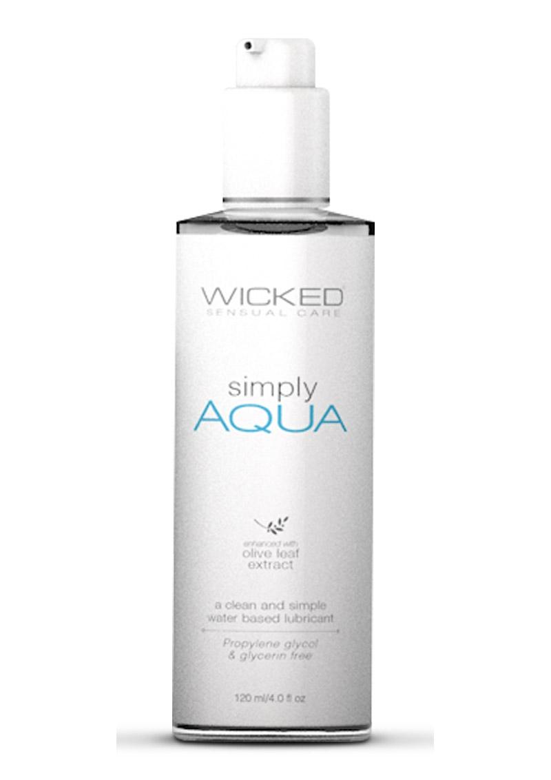 Wicked Sensual Care Simply Aqua Water Based With Olive Leaf Extract 4 Ounce Bottle