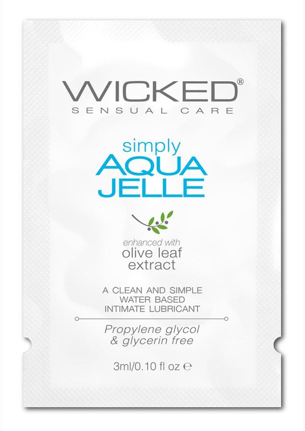 Wicked Sensual Care Simply Aqua Jelle Packette Water Based With Olive Leaf Extract .10 Ounce Foil, 144 Foils Per Bag