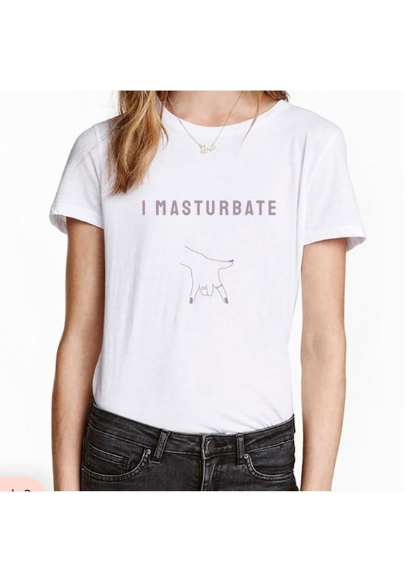 I Masturbate T-Shirt - Size Sm - White