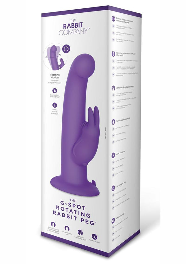 The G-Spot Rotating Rabbit Peg Usb Rechargeable Silicone Vibrator Waterproof Purple