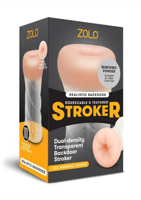 Zolo Squeezable & Textured Backdoor Male Masturbator Non Vibrating Flesh