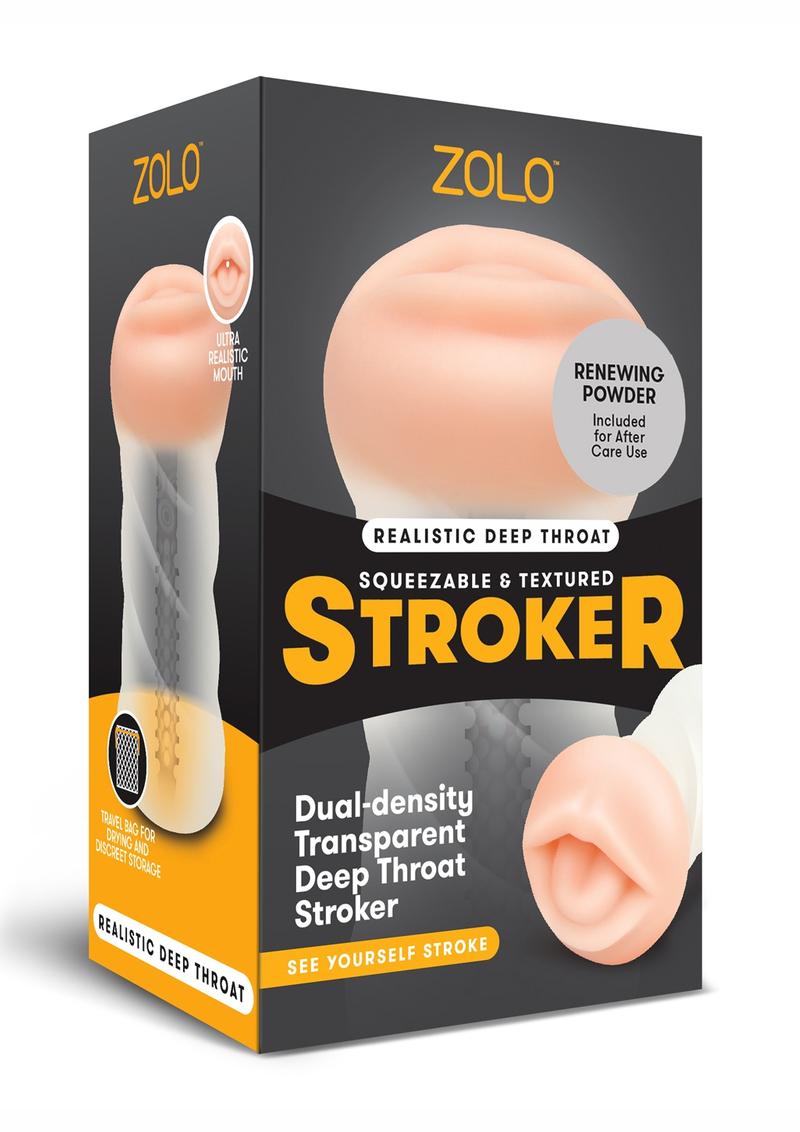 Zolo Squeezable & Textured Realistic Deep Throat Male Masurbator Non Vibrating Flesh