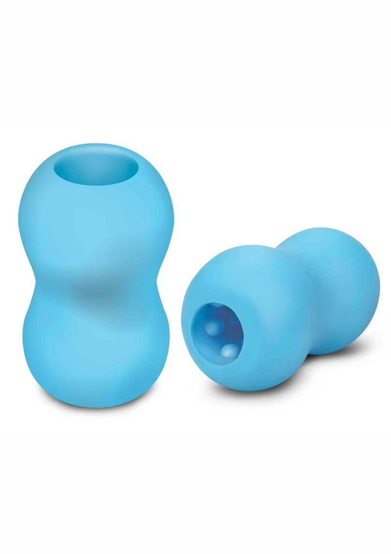 Zolo Squeezable & Textured Mini Double Bubble Male Masurbator Non Vibrating Blue