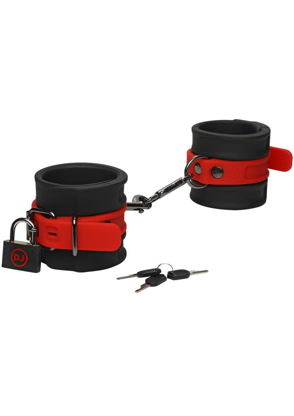 Kink Silicone Wrist Cuffs Bondage Black/Red