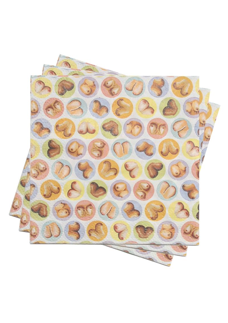 Candy Prints Dirty Napkins Mini Boob Style 9.8 X 9.8 Inches 8 Each Per Pack