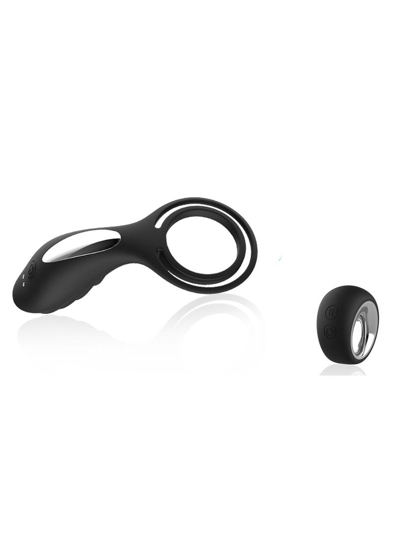 Doctor Loves Zinger Plus Vibrating Cock Ring Multi Speed Waterproof Silicone Rechargeable Black With Remote
