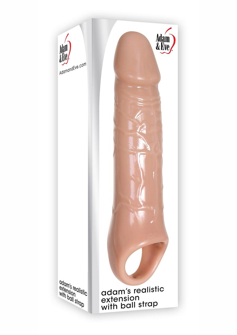 Adam And Eve Adam'S Realistic Extension With Ball Strap Waterproof  Flesh