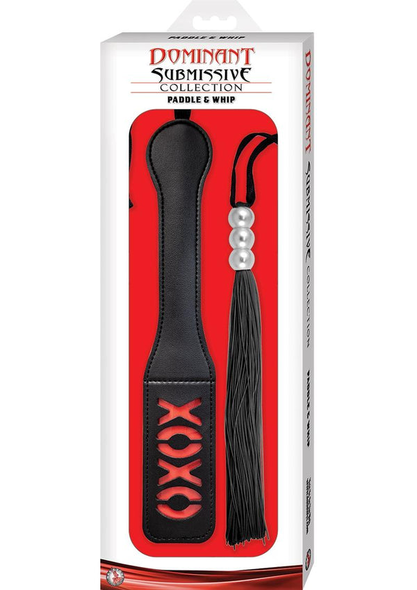Dominant Submissive Collection Xoxo Paddle & Whip - Black/Red