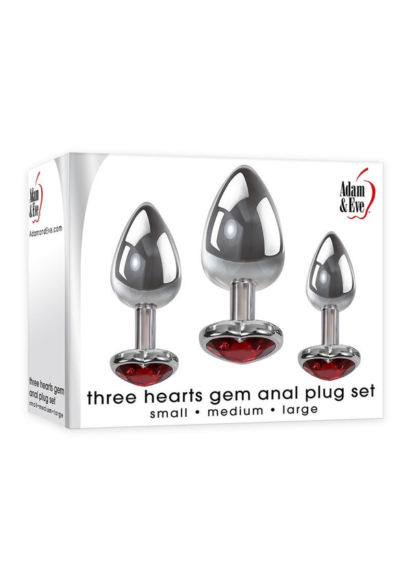 A&e Three Hearts Gem Anal Plug Kit