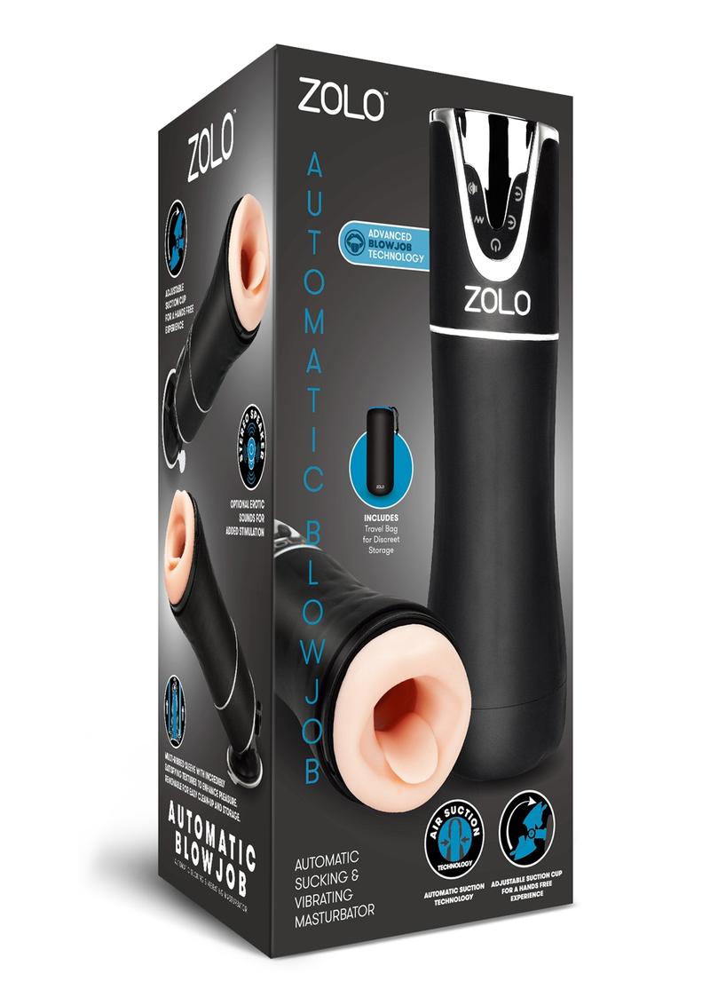 Zolo Rechargeable Automatic Blowjob Vibrating Masturbator - Black