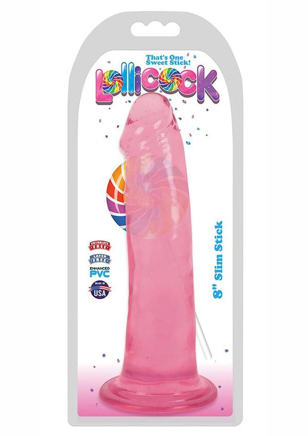 Lollicock Slim Stick Dildo 8in - Cherry Ice