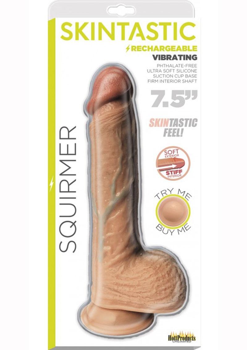Skinsations Squirmer Rechargeable Vibrating Silicone Dildo 7.5in - White