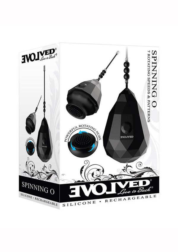 Spinning O Silicone Rechargeable Vibrating Egg - Black