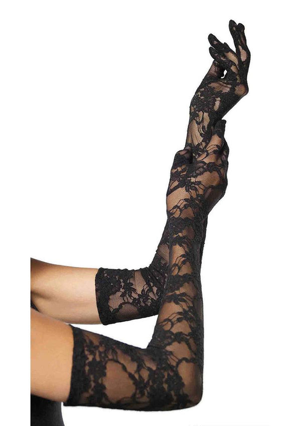 Leg Avenue Stretch Lace Elbow Length Gloves (6 Pack) - O/S - Black