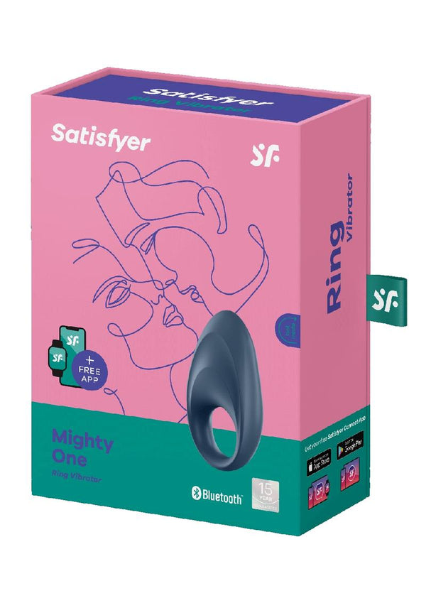 Satisfyer Mighty One Rechargeable Silicone Couple's Ring - Blue