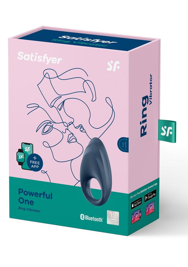 Satisfyer Powerful One Rechargeable Silicone Couple's Ring - Blue