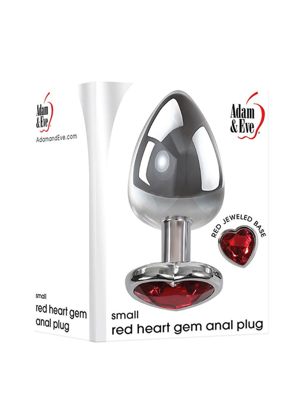 Adam & Eve Heart Gem Anal Plug Small - Silver/Red