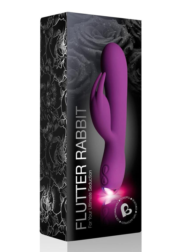 Flutter Rabbit Silicone Rechargeable Vibrator - Purple