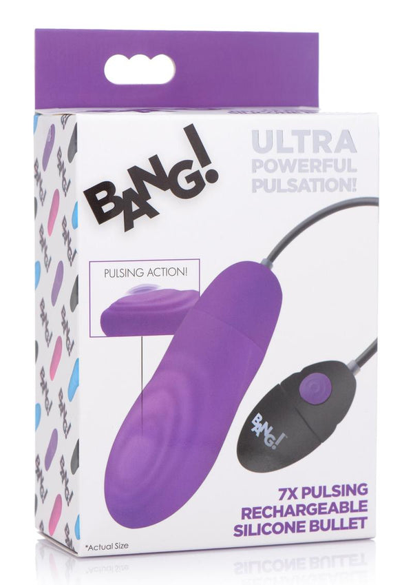 Bang 7X Pulsing Rechargeable Silicone Bullet Vibrator - Purple